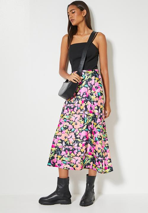 Superbalist - Long midi slip skirt - watercolour flowers