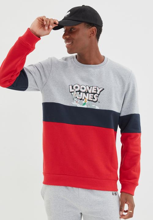Trendyol - Looney toons colour block sweater - grey & red 