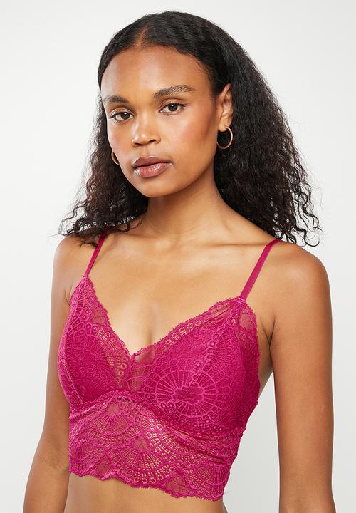 KANGOL - Lace bralette - neon pink