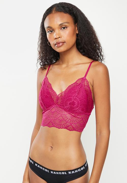 KANGOL - Lace bralette - neon pink