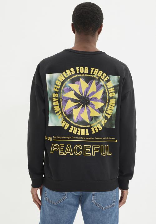 Trendyol - Peaceful back printed sweater - black