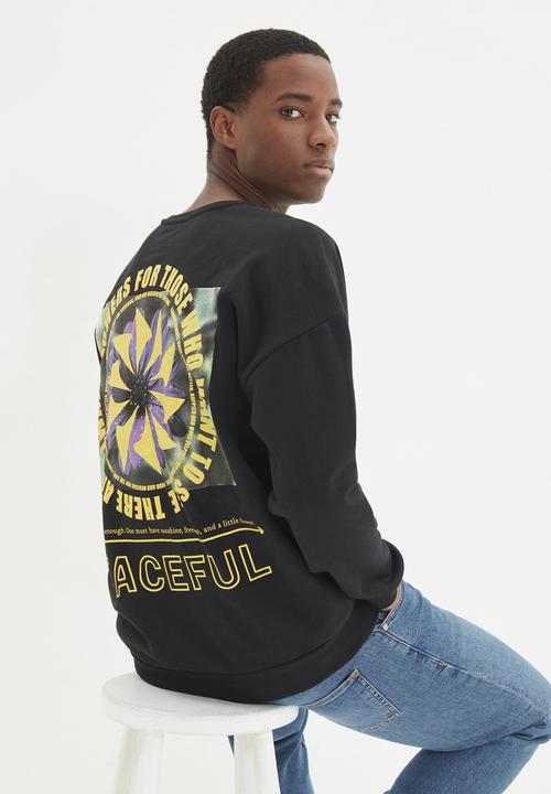 Trendyol - Peaceful back printed sweater - black