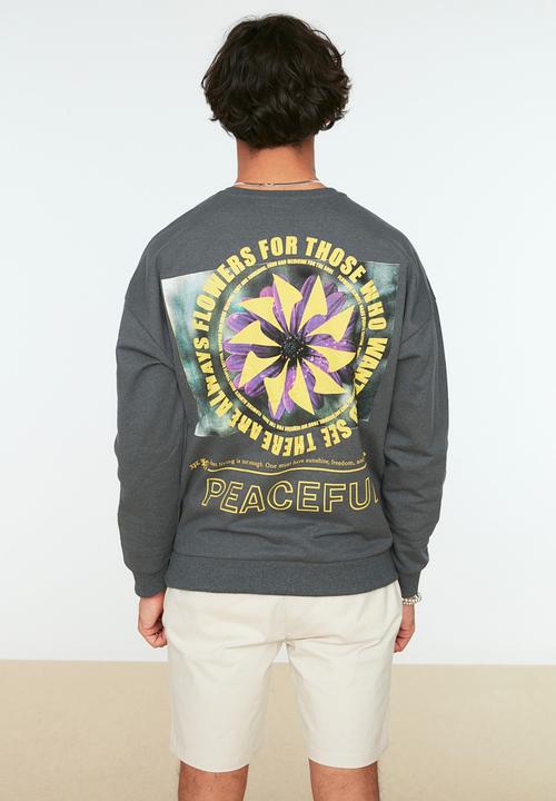 Trendyol - Peaceful back printed sweater - anthracite