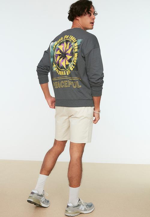 Trendyol - Peaceful back printed sweater - anthracite