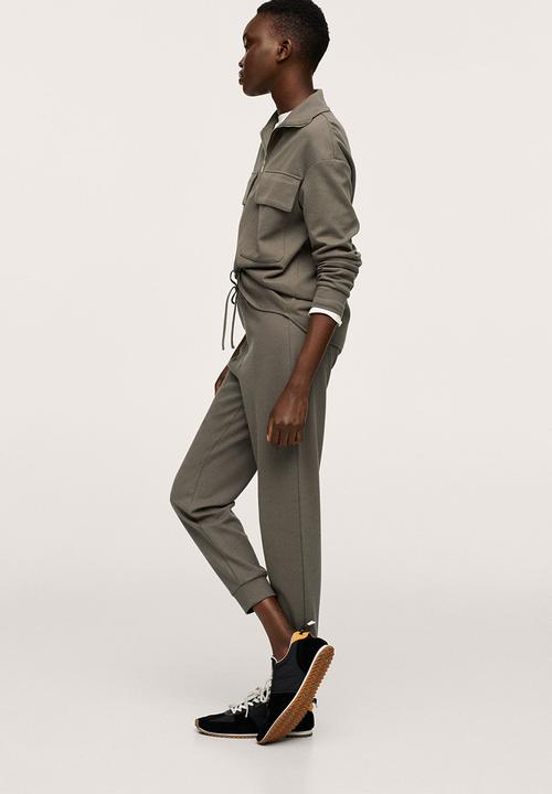 MANGO - Trousers pique - khaki