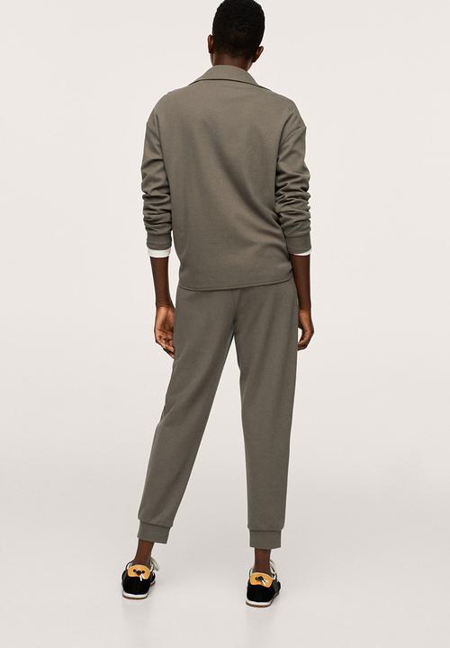 MANGO - Trousers pique - khaki