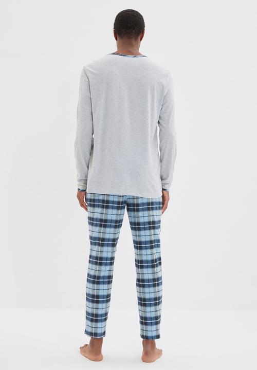 Trendyol - Check pants sleep set - grey & blue