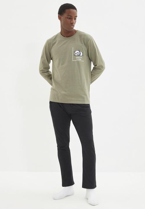 Trendyol - Sleepy panda sleep set - khaki