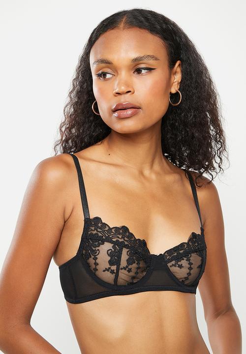 Missguided - Floral lace bra - black