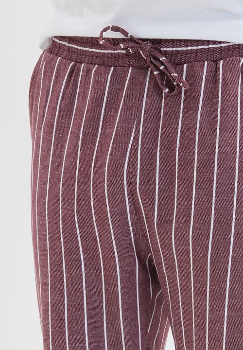 Trendyol - Stripe sleep pants - burgundy & white