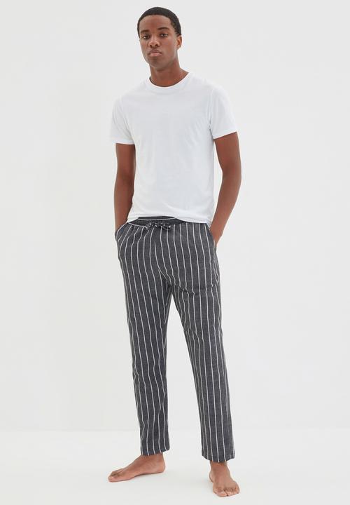 Trendyol - Stripe sleep pants - anthracite & white