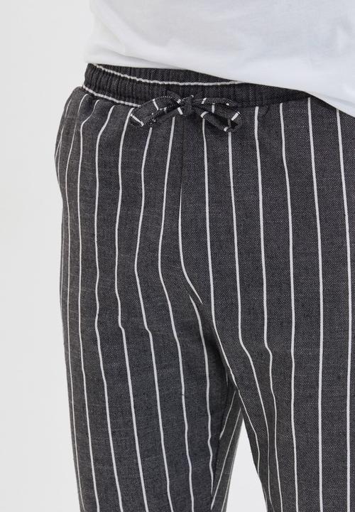 Trendyol - Stripe sleep pants - anthracite & white