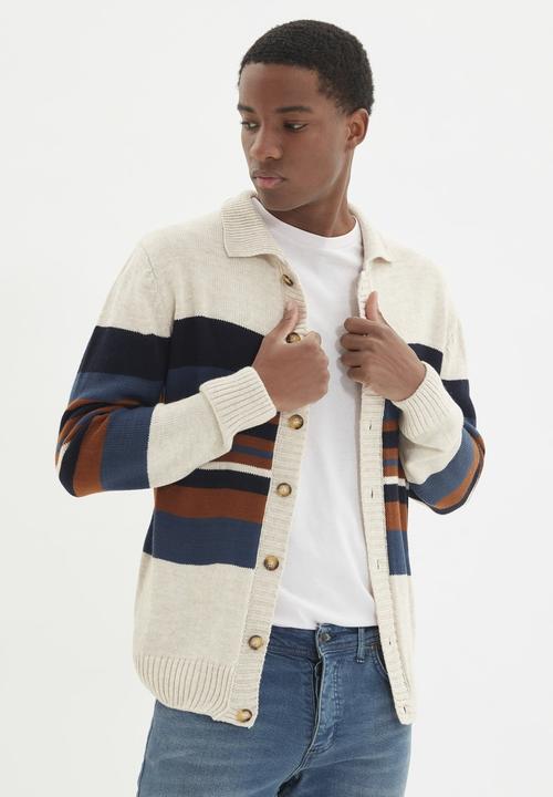 Trendyol - Multi-stripe cardigan - beige