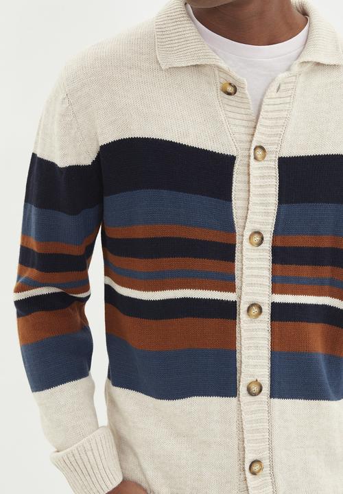 Trendyol - Multi-stripe cardigan - beige