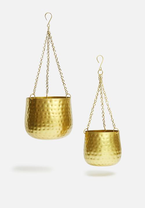 H&S - Flowerpot hang set of 2 - gold