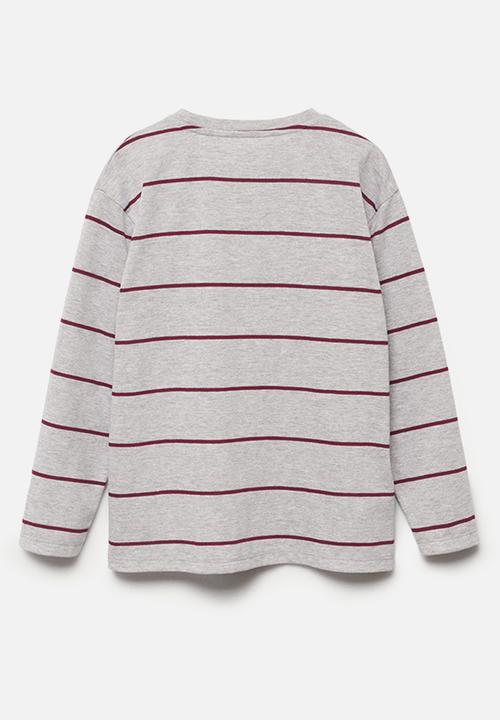 MANGO - T-shirt rayas 1 - dark red