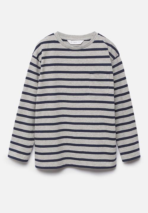 MANGO - T-shirt rayas 1 - medium gray