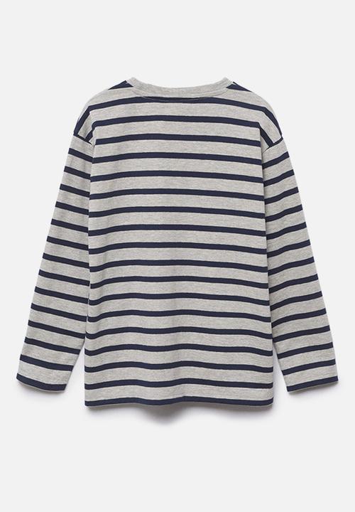 MANGO - T-shirt rayas 1 - medium gray