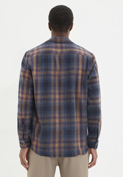 Trendyol - Long sleeve check shirt - mustard & navy 