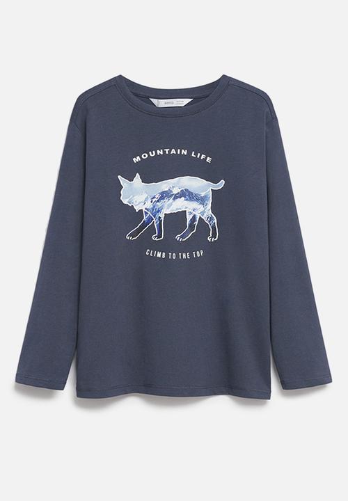 MANGO - T-shirt lynx - medium blue