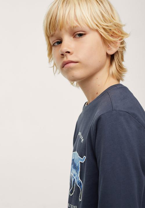 MANGO - T-shirt lynx - medium blue