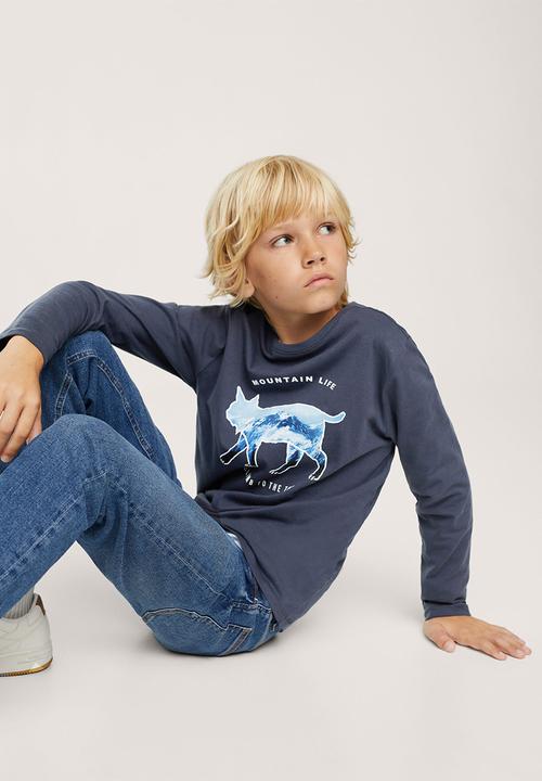 MANGO - T-shirt lynx - medium blue