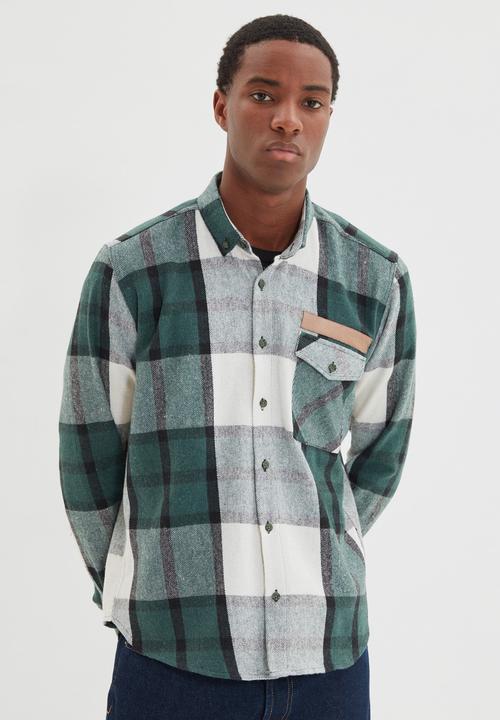 Trendyol - Long sleeve check shirt - green