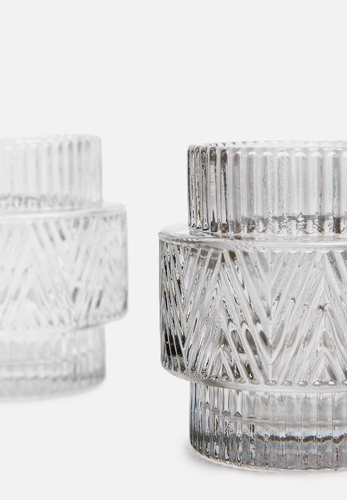 H&S - Glass tealight candle holder set of 3 - clear