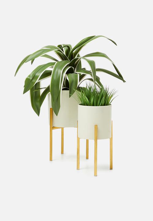H&S - Flowerpot stand set of 2 - white
