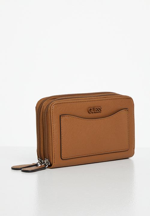 GUESS - Tempe slg double zip around - cognac