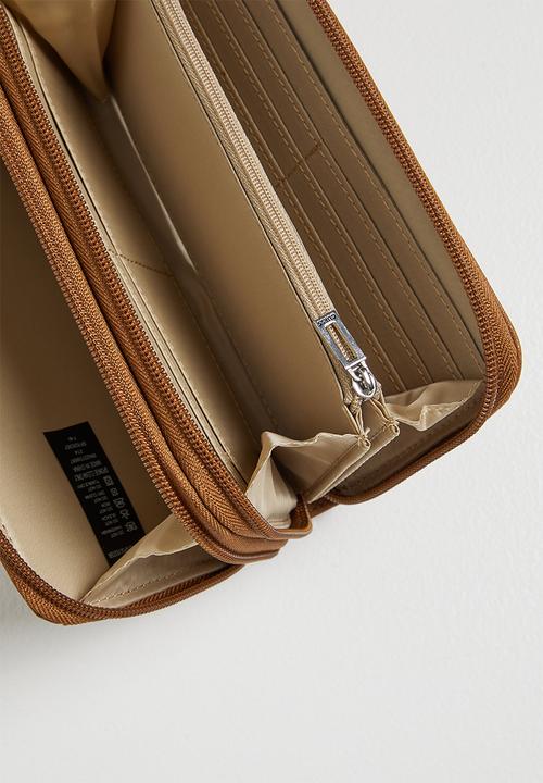 GUESS - Tempe slg double zip around - cognac
