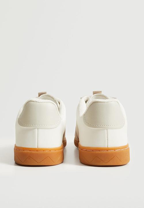 MANGO - Cactus leather mix velcro fastening sneaker - light beige