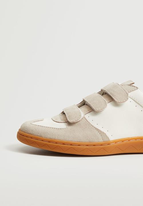 MANGO - Cactus leather mix velcro fastening sneaker - light beige