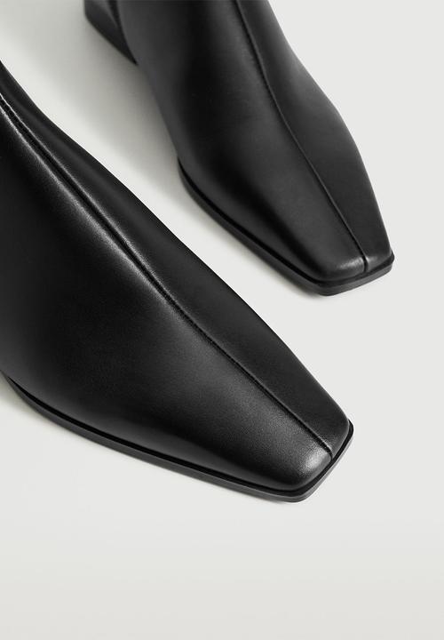 MANGO - Facil leather pointed ankle boot - black