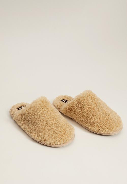 MANGO - Teddy slipper - light beige