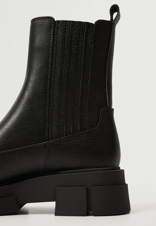 MANGO - Dent leather track sole ankle boot - black