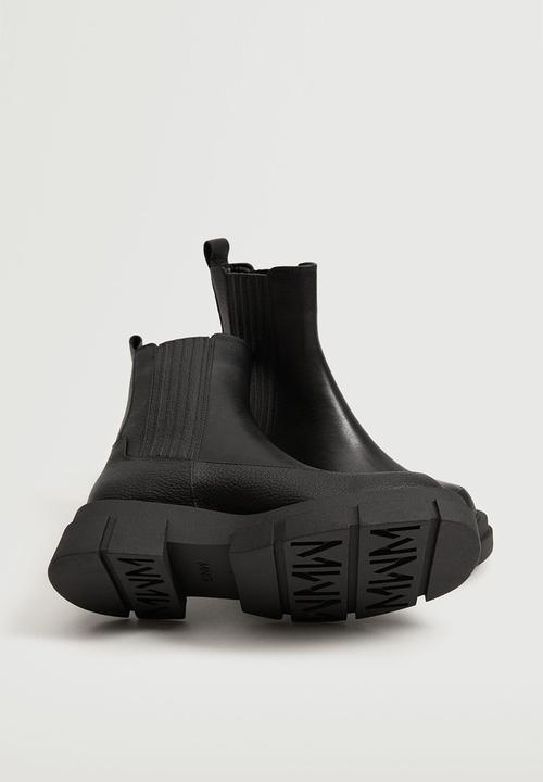 MANGO - Dent leather track sole ankle boot - black