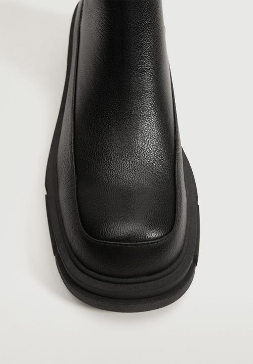 MANGO - Dent leather track sole ankle boot - black