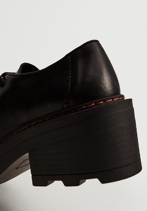 MANGO - Wally leather loafer heel - black