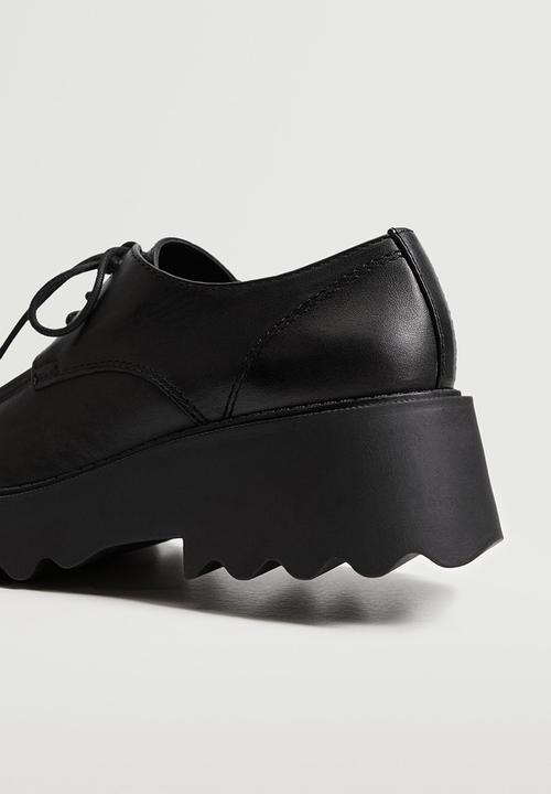 MANGO - Harry leather track sole derby - black