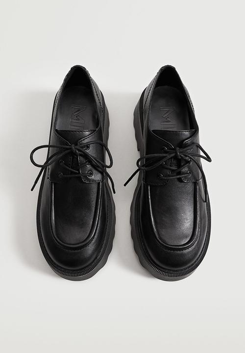 MANGO - Harry leather track sole derby - black