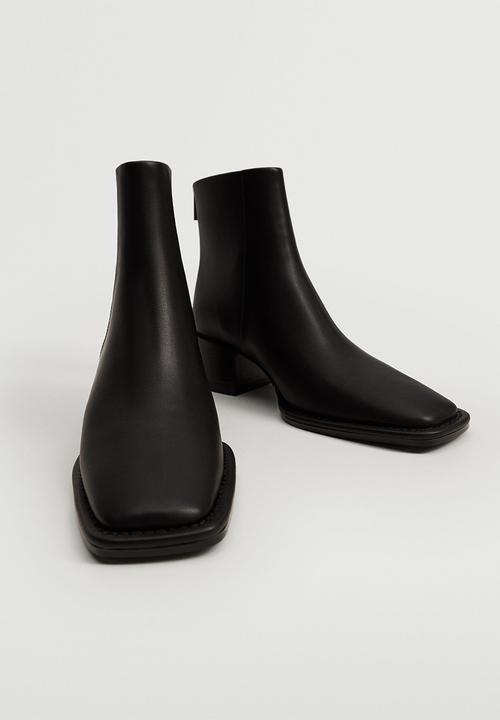 MANGO - Pinto squared-toe ankle boot - black