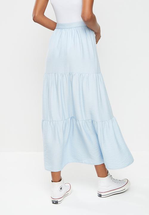 Missguided - Tiered poplin maxi skirt - blue