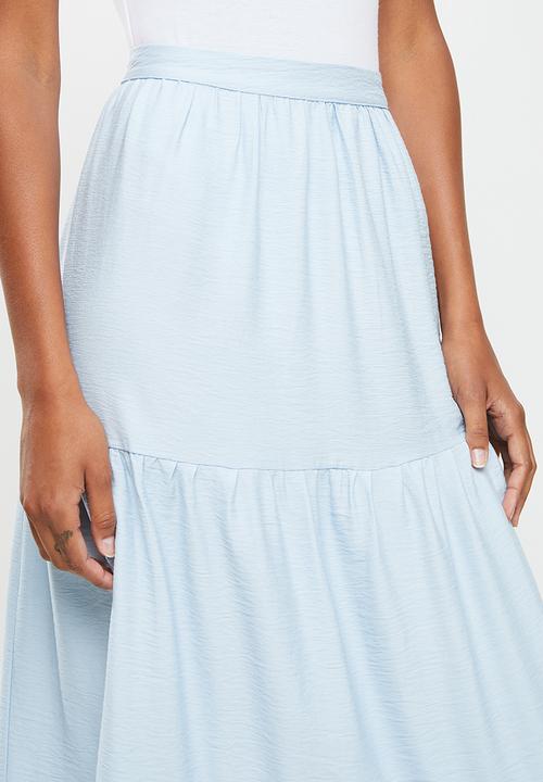 Missguided - Tiered poplin maxi skirt - blue