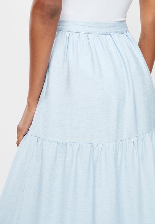 Missguided - Tiered poplin maxi skirt - blue