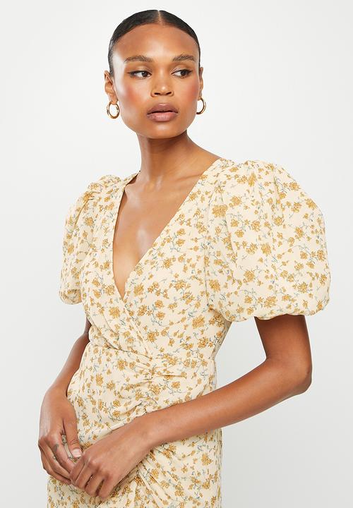 Missguided - Woven puff sleeve mini dress - stone