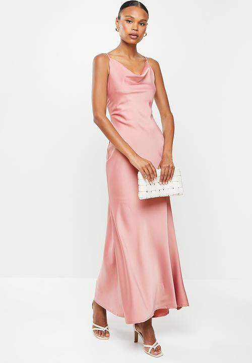 Missguided - Satin x back cowl front maxi dress - dusty pink