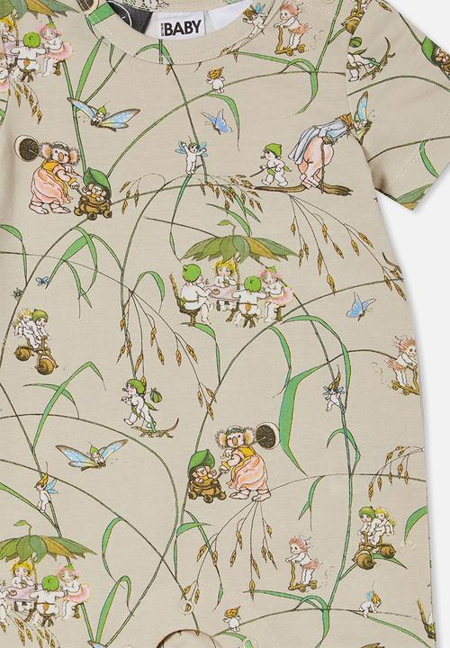 Cotton On - The short sleeve romper license - lcn may rainy day/grassy gumnuts
