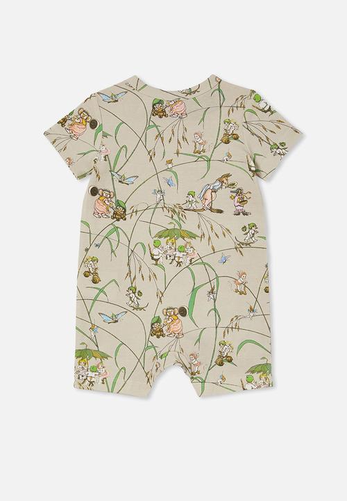 Cotton On - The short sleeve romper license - lcn may rainy day/grassy gumnuts