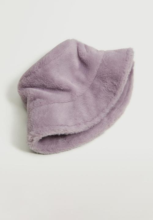 MANGO - Faux-fur bucket hat - purple